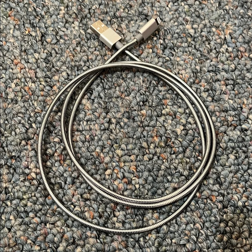 Reinforced Braided Lightning to USB Cable — Metallic Silver for older iPhones